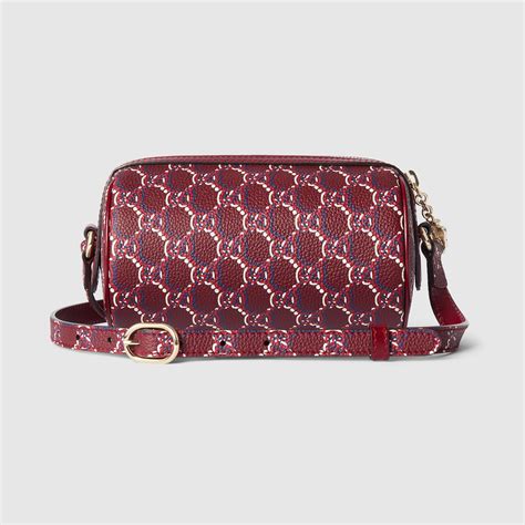 Mini shoulder bag with GG Shadow in Rosso Ancora canvas